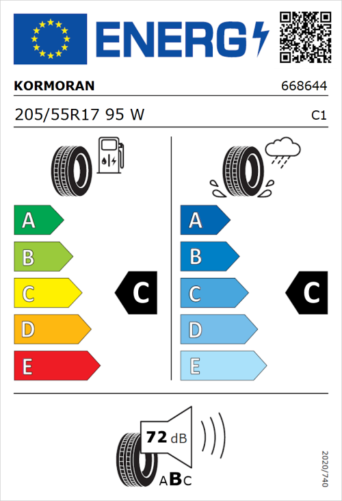 Tyre Label for Kormoran Ultra High Performance 205/55R17 95W